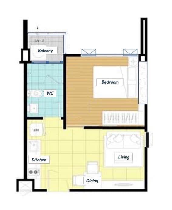 The Bloom Sukhumvit 71 · 1 bedroom · 35 SqM · Floor 17 · Watthana, Bangkok · Photo 4 The Bloom Sukhumvit 71 1-bedroom Condo in Watthana, Bangkok – photo 4